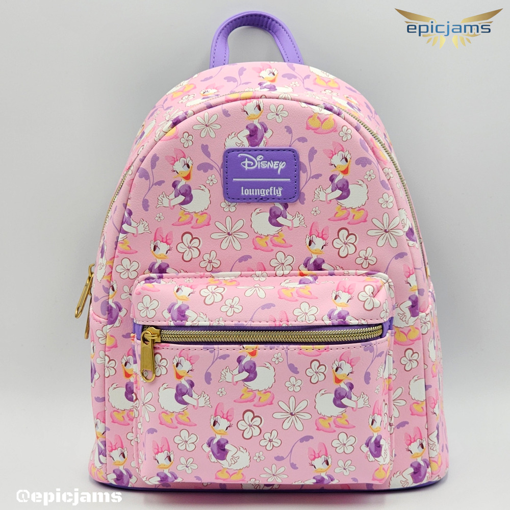 Loungefly Disney Daisy Duck Flower AOP Floral Pink Mini Backpack New